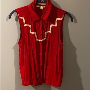 Red blouse with white details. XS by LA:HEARTS